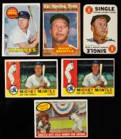 Mickey Mantle; Six (6) Vintage Original Baseball Cards 1959-1969