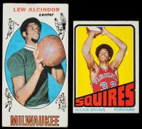 Two Basketball Rookie Cards: Lew Alcindor 1969 Topps, Kareem Abdul-Jabbar Bucks RC #25 Tall Card & 1972 Julius Erving RC #195