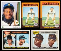 Five (5) Rookie Cards: 2 x Robin Yount, Ken Griffey Jr., 1965 Ackley/Carlton Pitchers Card, 1965 Morgan/Jackson 2nd Base, Short