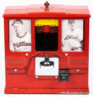 1950s "Premiere Gum and Card Vendor" Vending Machine. Two Pennies Got You Bubble Gum and a Baseball Card. Excellent Condition