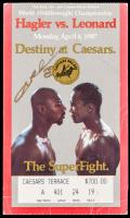 Sugar Ray Leonard, Autographed "Destiny at Caesars" World Middleweight Championship Ticket Stub, Hagler VS Leonard April 6, 1987