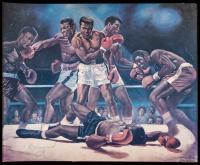 Muhammad Ali Signed Poster Fighting Foreman, Liston and Frazier with LOA by James Spence & Assoc.