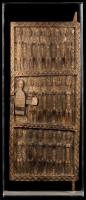 Antique Dogon African Wood Granary House Door with Sliding Lock from Mali, West Africa, 17 Carved Female Forms