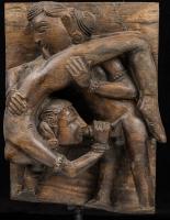 Erotic, High Relief Wood Carving ca. 1960s on Custom Stand