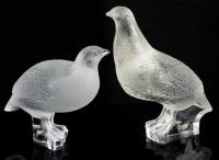 RenÃ© Lalique, Pair of Large Quail, Both Signed