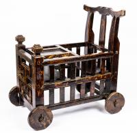Early 20th Century Chinese, Wooden, Baby Stroller in Remarkable Condition Boasting Great Visual Appeal.