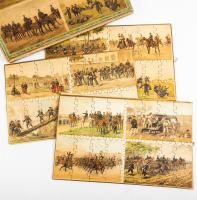 Rare 19th Century Deluxe Boxed Set of Three French Puzzles (1875-1880) of Military Campaigns. A Beautiful Set With Their Origina
