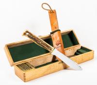 Vintage, Handmade Puma Hunter's Pal Knife with Original Leather Belt Sheath and Wood Box.
