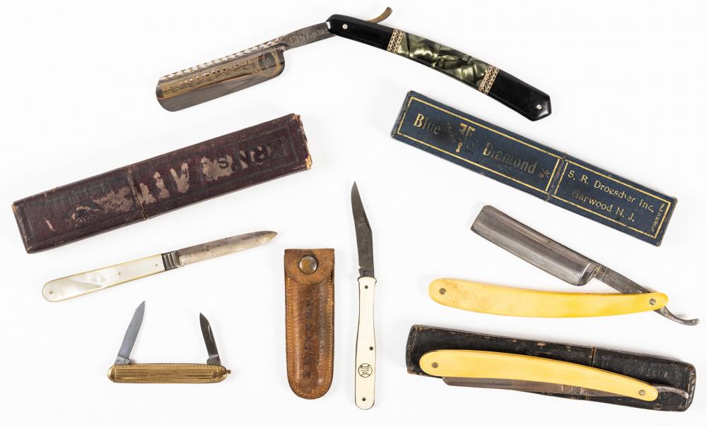 Vintage and Antique Pocket Knives and Straight Razors, One Near to Mint ...