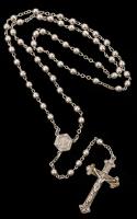 Rosary: Full Sterling Silver Beads, Centerpiece and Crucifix 18" in Length