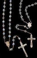 Two Rosaries: Beautiful Sterling Silver Crucifixes and Center Pieces with One Clear Crystal Beads, One Iridescent, both 24"