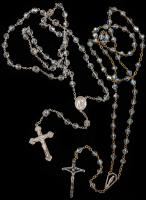 Two Rosaries: Beautiful Sterling Silver Crucifixes and Center Pieces with Crystals One Clear, One Iridescent, both 22" In Length