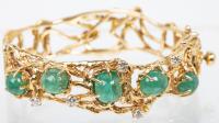 Lady's Stunning, Diamond, Emerald and 18K Yellow Gold Bracelet Custom Created by King Jewelers, Miami