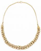 Lady's Light Weight, 14K Yellow Gold and Diamond Polki Necklace