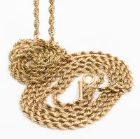 Lady's 14K Yellow Thin Gold Rope Chain Necklace 25" and 24" in Length and Together Weighing 40 grams