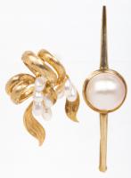 Lady's Pins: Two Vintage 14K Yellow Gold with Pearls