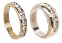 Lady's and Gent's Wedding Rings Gent's 18K Yellow Gold with Channel Set Diamonds & The Lady's 14K Yellow Gold with 1 Carat of Di