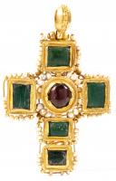 Stunning Ancient Byzantine Cross, (at least 22K Yellow Gold) with Emeralds, Garnet and Tiny Seed Pearls