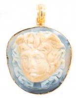 Greco-Roman, ca. 1st Century AD, Blue Agate Cameo Pendant of Medusa