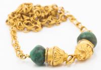 Hellenistic Period, ca. 3rd Century B.C. High Carat Gold Necklace with Emeralds