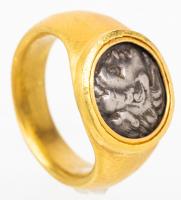 Alexander III, The Great of Macedon Silver Drachm, 336-323 BC, Set in a Modern Solid 22K Gold Ring