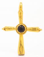 Byzantine, ca. 6th-8th Century, 22K Gold Cross inset with Garnet