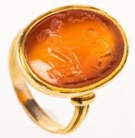 Neo Classical, 18th Century, 14K Gold Ring with Carnelian Intaglio