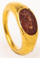 Roman ca. 1st-2nd Century AD Child's 22K Gold Ring with Carnelian Intaglio