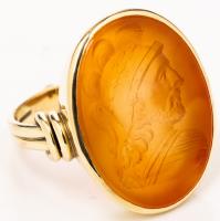 Neo Classical, ca. 19th Century, 14K Gold Ring with Carnelian Intaglio