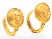 Roman ca. 2nd-3rd Century 20K Gold Shield Earrings