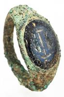 Roman, Early Christian Period, Bronze Ring inset with Jasper Intaglio