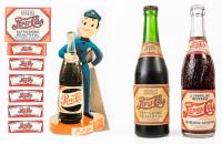 Pepsi-Cola: Fine Collection of Early Pepsi-Cola: 1930s Full Green Bottle w/ Paper Label, Second Full Bottle w/ Full Label, Fount