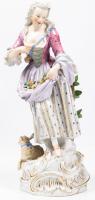 Stunning Meissen Porcelain, 10Â½" Figure "Woman Gathering Fruit" Early 20th Century, Crossed Swords On Based, Etched No. 1. Very