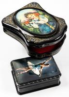 Two Russian Lacquer Boxes: One Exquisitely Hand Painted Scene from a Fairy Tale Made in Fedoskino, One Decoupage Box of a Ballet