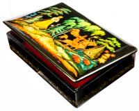 Russian Lacquer Box From Fedoskino, Superior Hand Painted Fairytale Box "Vasilisa The Beautiful", All Elements of Story Painted