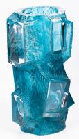 Studio Art Glass: Striking, Heavy, Molded Crystal Vase in Retro-50's Design