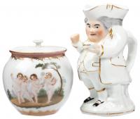 Meissen and Staffordshire: Meissen Lidded Pot and Staffordshire Toby Jug