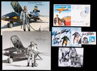 Test Pilots: Chuck Yeager (Scarce Signed & Flown Cover) Bill Dana and Milt Thompson, Signed Photos + High Altitude Jumper, Joe K