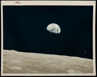 Apollo 8: Vintage Chromogenic Print, 'Earth Rise Over Moon', Red Serial Number, Blank on Verso, 'A Kodak Paper'