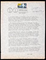 Dalai Lama Typed Letter Signed with First Day Issue Moon Landing Stamp Canceled July 20, 1969; Triumph of Man Conquering the Moo