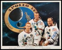 Apollo 14 Crew Signed White Space Suit Lithograph Signed By Stuart Roosa, Alan Shepard And Edgar Mitchel