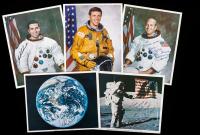 Apollo 17: Very Fine Collection of 8 Individually Signed Color Portraits, All Three Crew Members Included in Collection.