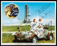 Apollo 17 Crew White Space Suit Lithograph Signed By Ronald Evans, Harrison Schmitt and Eugene Cernan