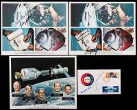 ASTP: Collection of Four Signed Pieces of All Five Astronauts and Including Gerald Ford, US President During the Mission