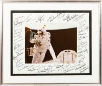 STS-41C Framed EVA Photo Signed on Mat By 56 Astronauts Including Dick Scobee