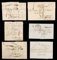 France 1700's-1800's Group Of 60 Stampless Folded Letters.