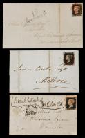 Great Britain Group Of 3 Penny Black Covers
Two stampless folded letters and one cover