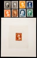 1857-60 Proof Group
3Â¢ large die proof plus 1Â¢-90Â¢ small card proofs.