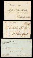 1789-91 Group Of 3 Baltimore Stampless Folded Letters.
All with straight line postmarks, one with two different types and one w