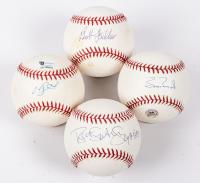 Four Signed Baseballs 3 with Certs: Manny Ramirez, Barry Bonds (Full Signature), Bob Feller and Bret Saberhagen